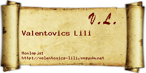 Valentovics Lili névjegykártya